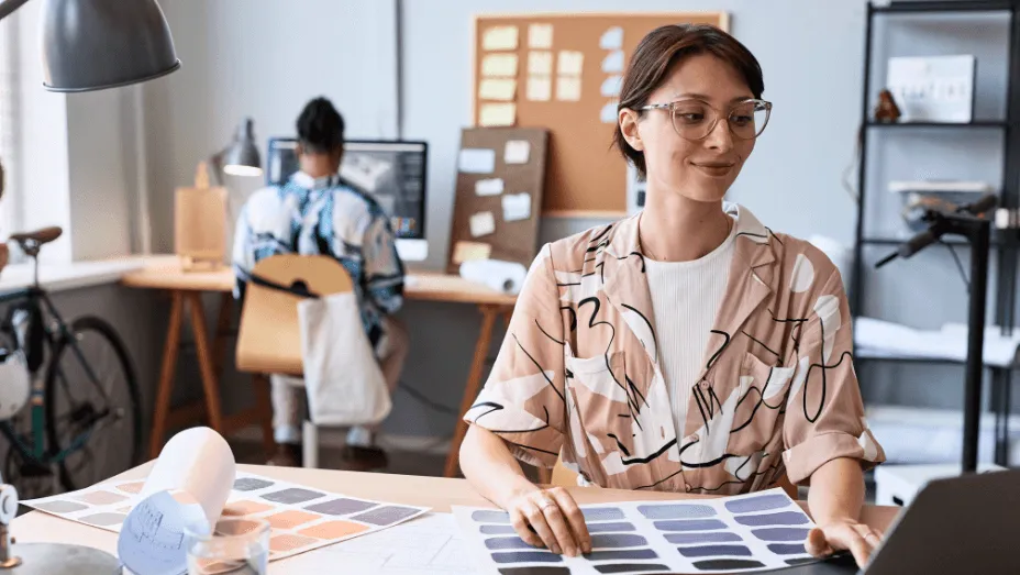 Young woman working on design project