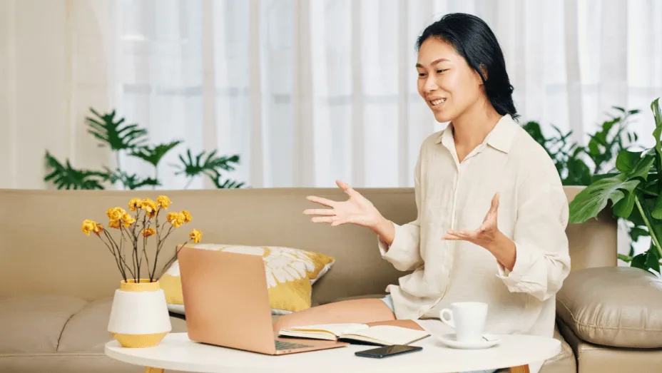 Woman having online meeting