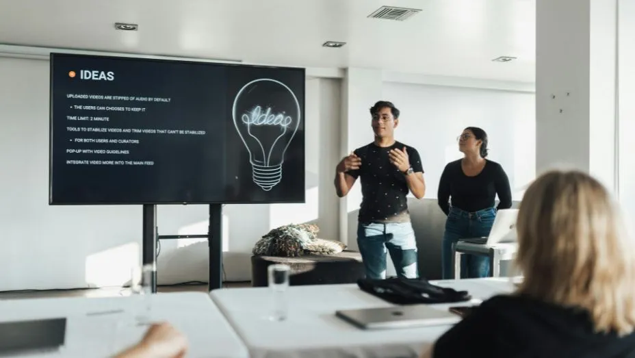 meeting room with modern digital display