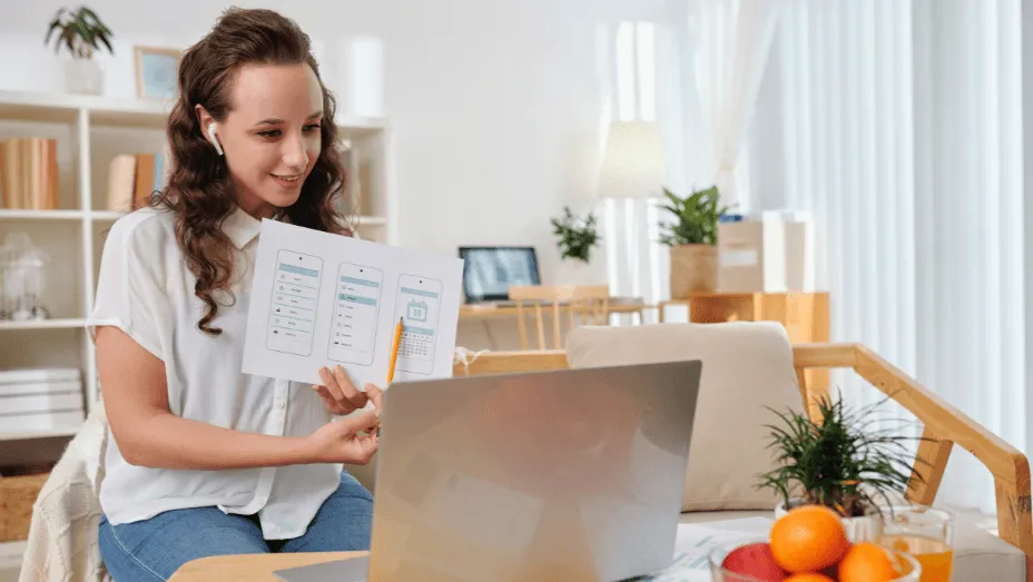 designer having online meeting