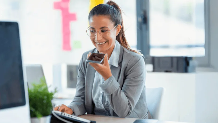 employee using voice-activated interface