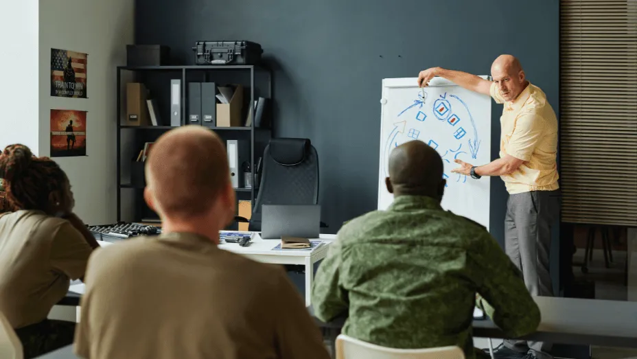 Employee training session where security policies are being explained