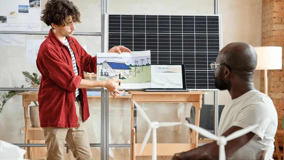 Designer presenting new sustainable project