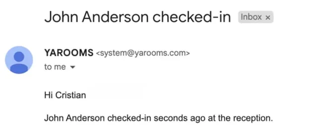 Visitor check-in notification to host