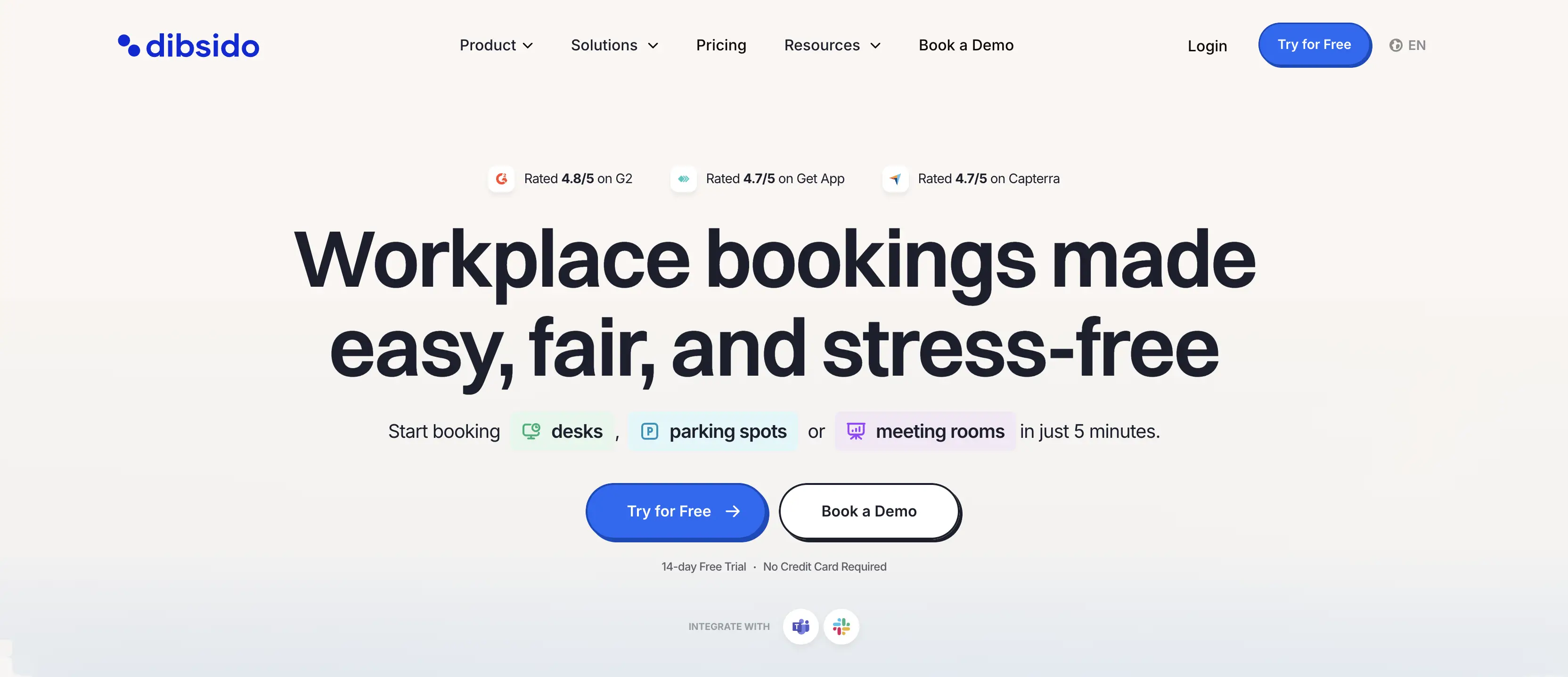 Dibsido workplace booking platform homepage