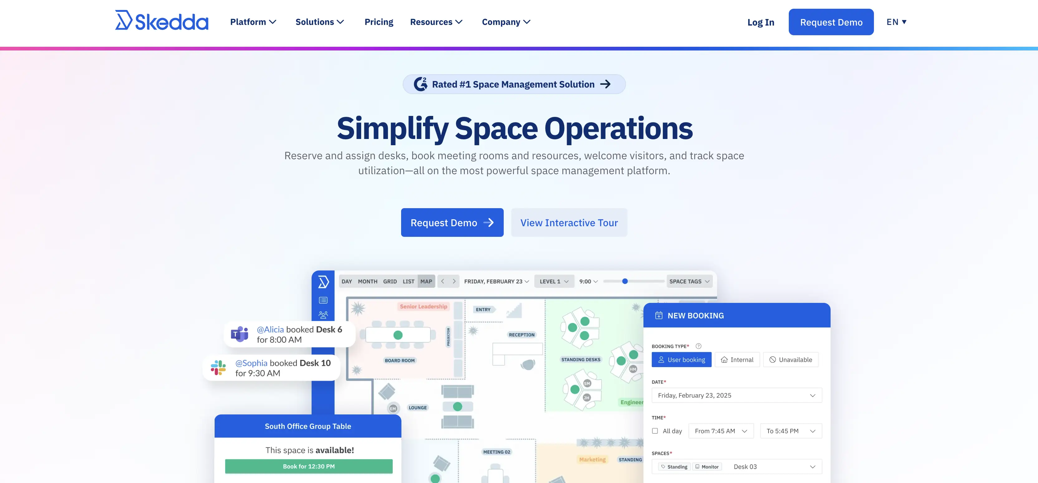 Skedda workplace booking platform homepage
