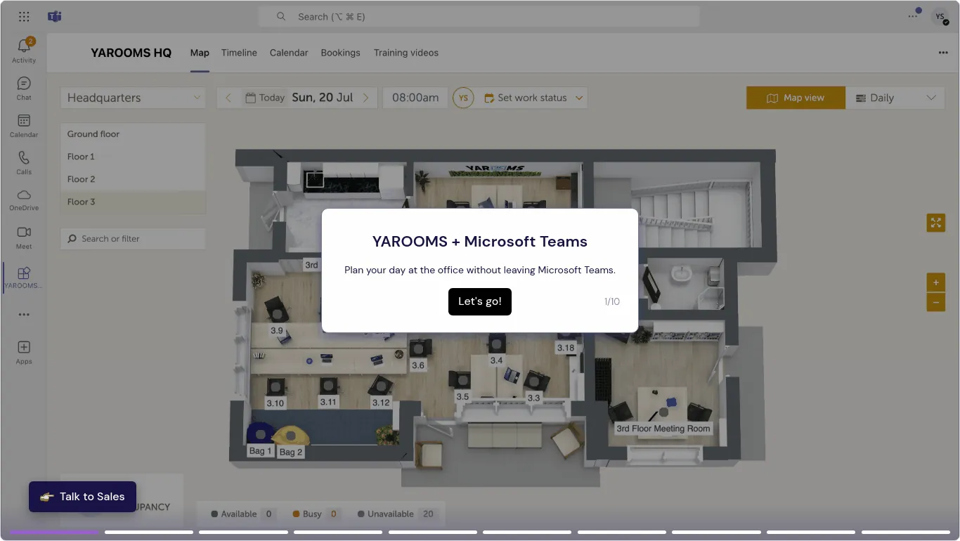 Open interactive Microsoft Teams desk booking demo