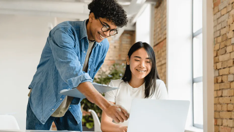 two young business partners working together