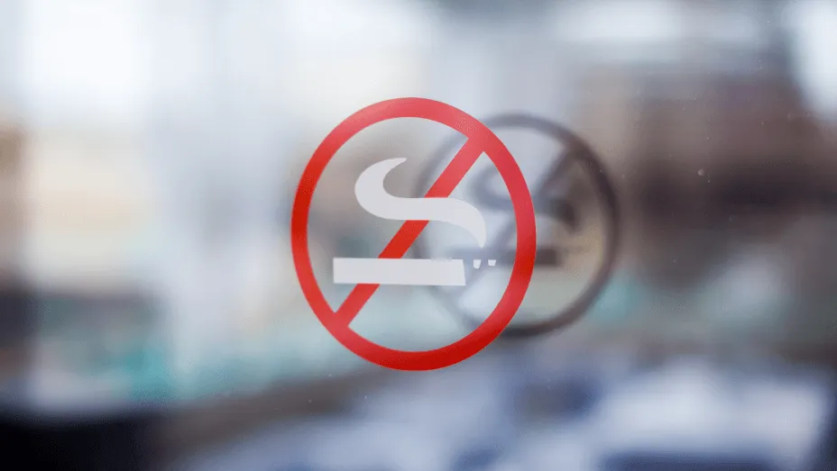 Example of regulatory signage in the office: no smoking