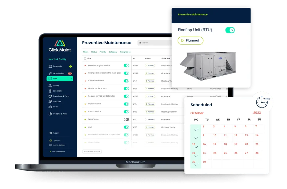 Preventive Maintenance Screenshot