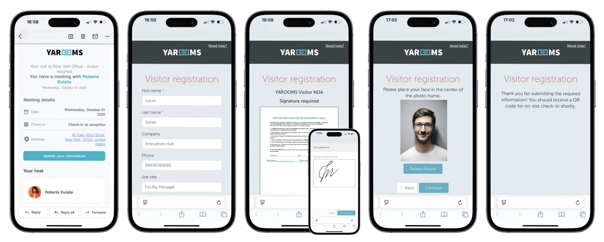Example visitor check-in process with the focus on office security