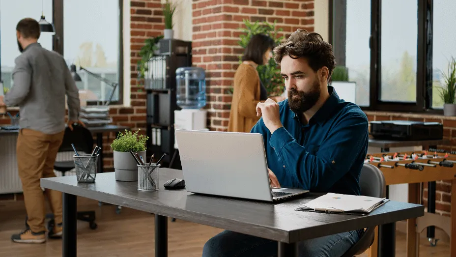 Office worker planning presentation