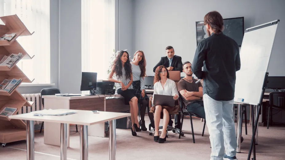 young colleagues having a training