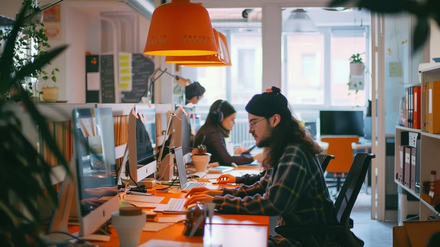 Employee working in a flexible office
