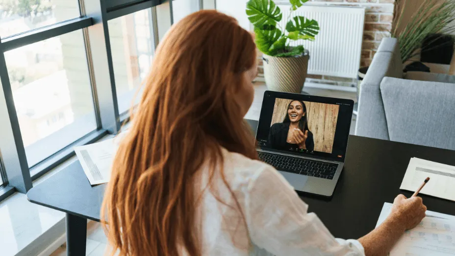 image of HR representative making call on laptop