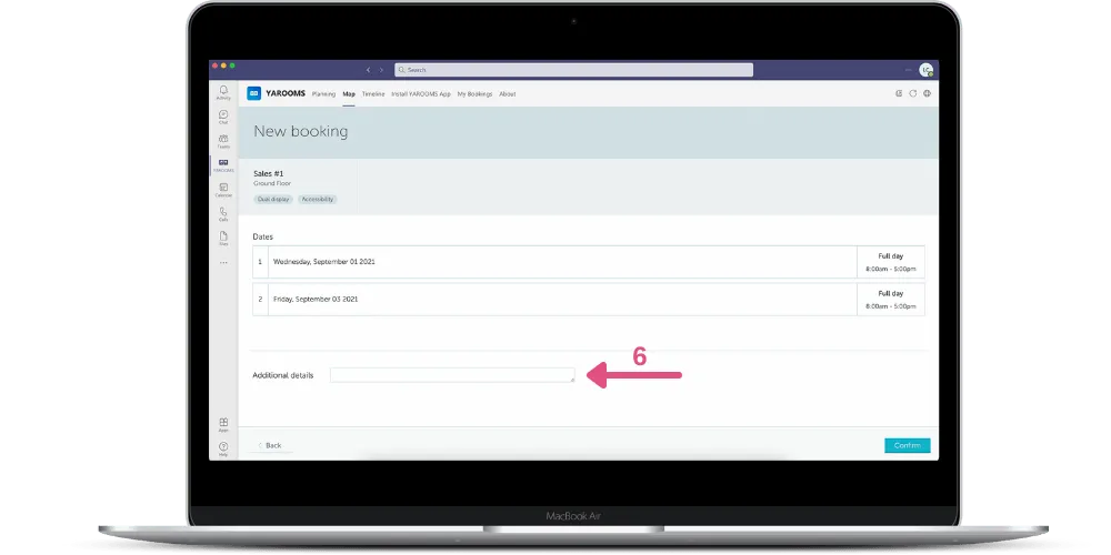 Add additional details to your booking