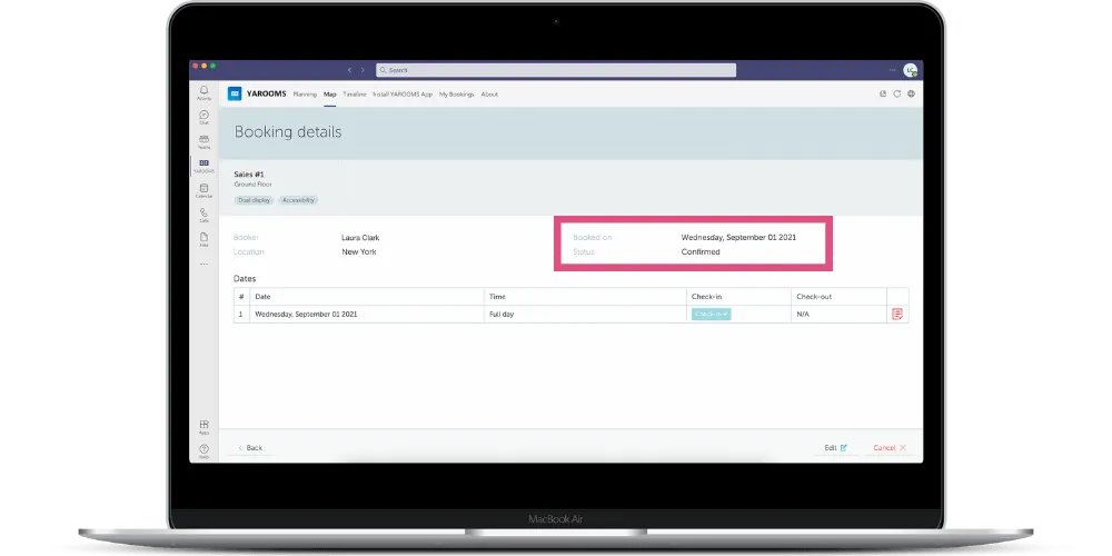 The booking is confirmed