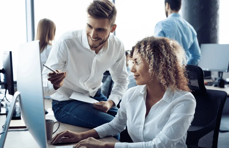 Employees in a hybrid workplace