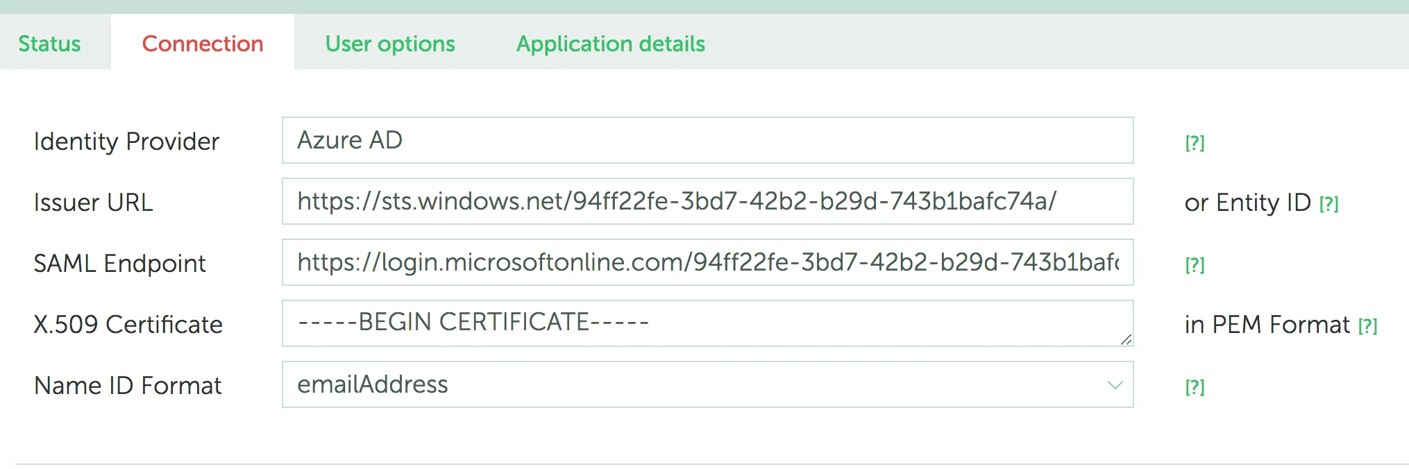 Azure Login URL and Identifier