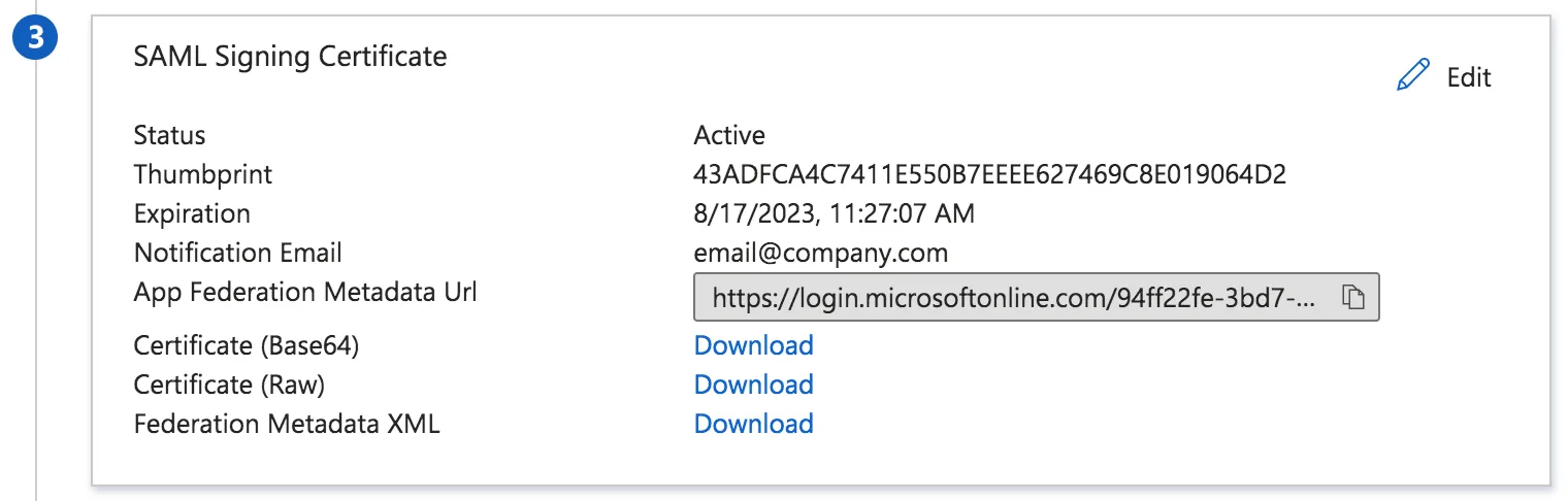 SAML Signing Certificate