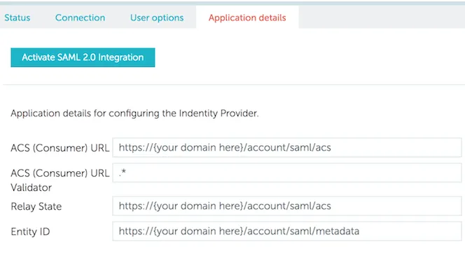 Application details tab