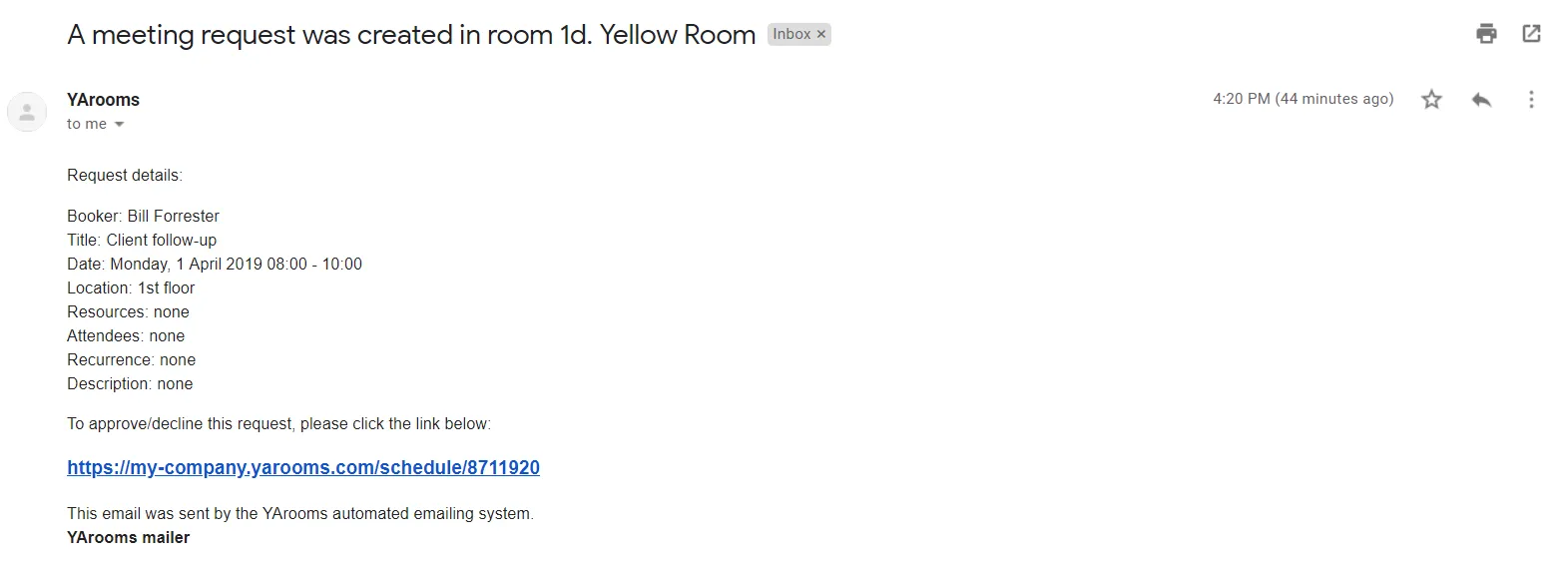 Approval request notification