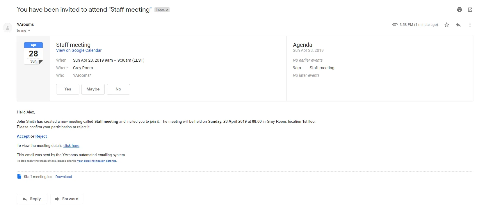 Attendee notification