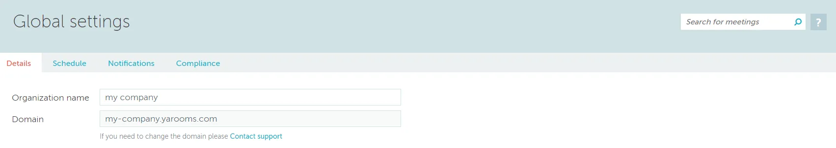 General settings - Details