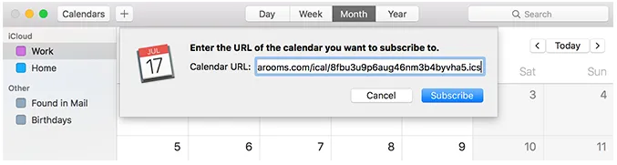 Paste iCal feed URL overlay