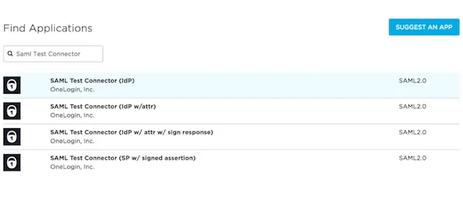 SAML Test Connector search