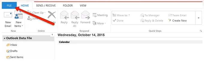 Outlook File tab