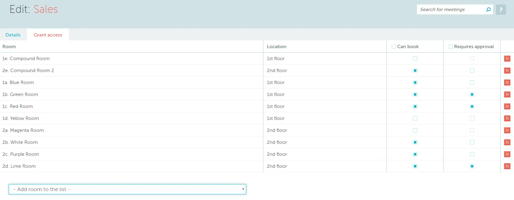 Permissions - Grant access tab