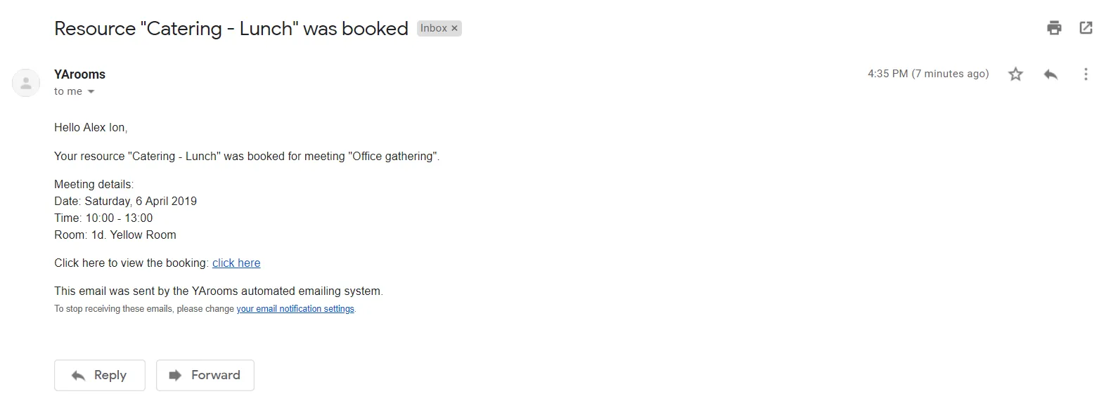 Resource owner notification