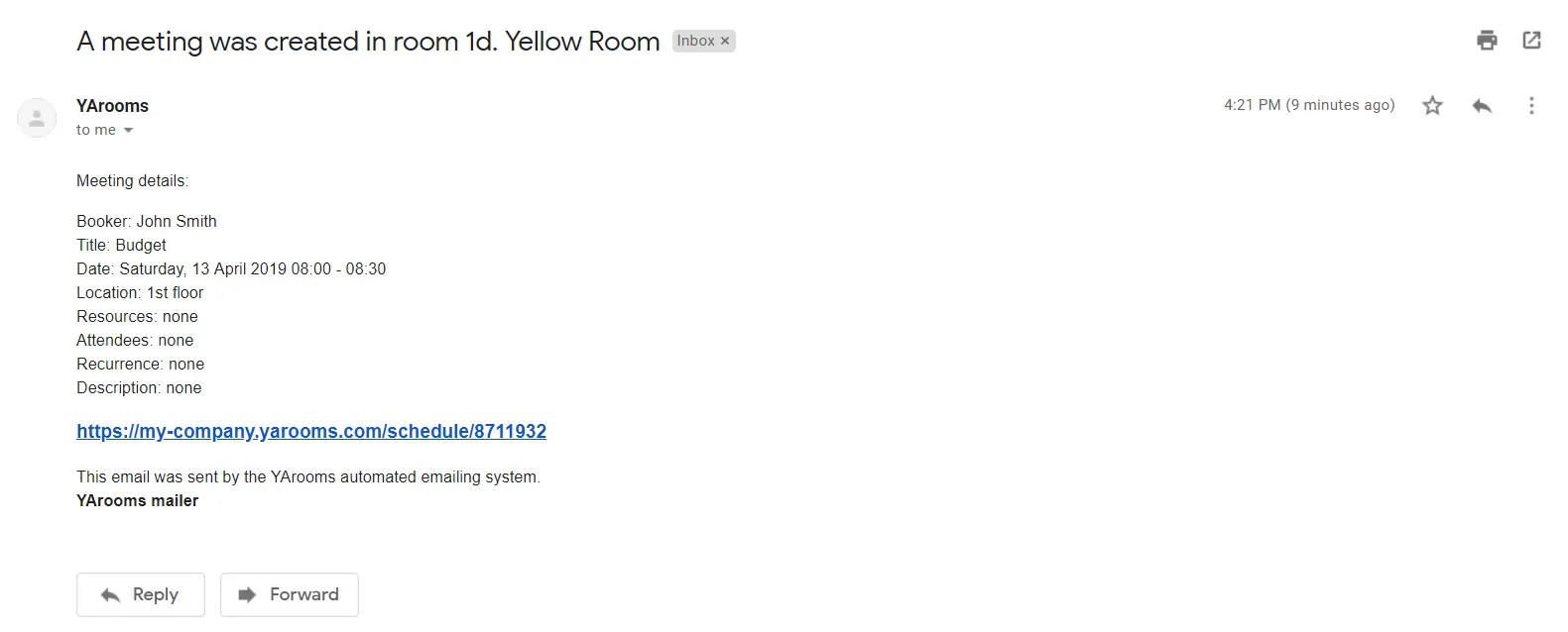 Room owner notification