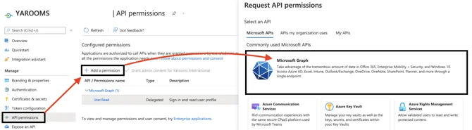 Add permission and Microsoft Graph selection