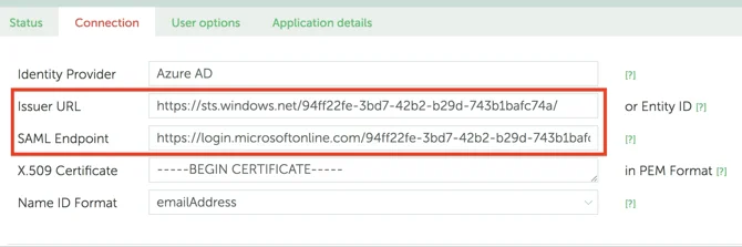 SAML Signing Certificate section in Azure