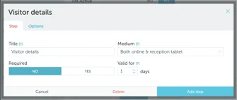 Visitor details step configuration