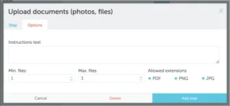 Upload documents step preview
