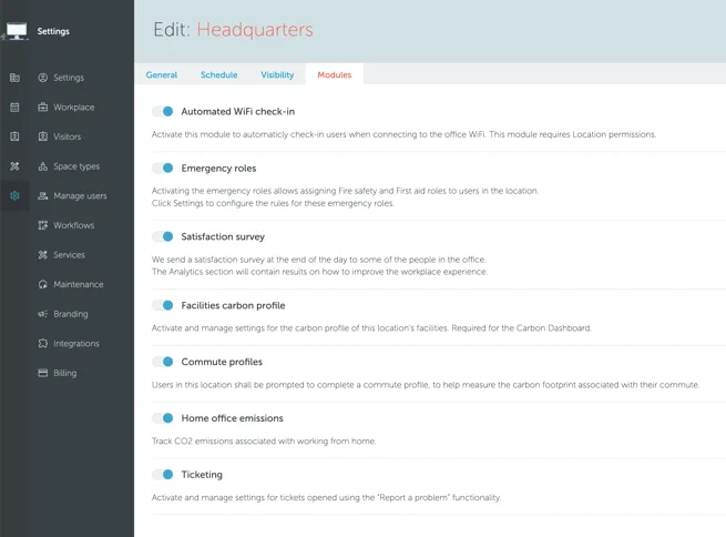 Location modules settings