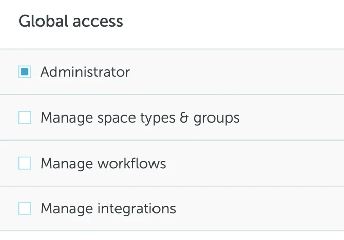 Global access options in Module Access settings