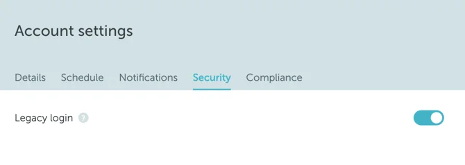 Security settings screenshot