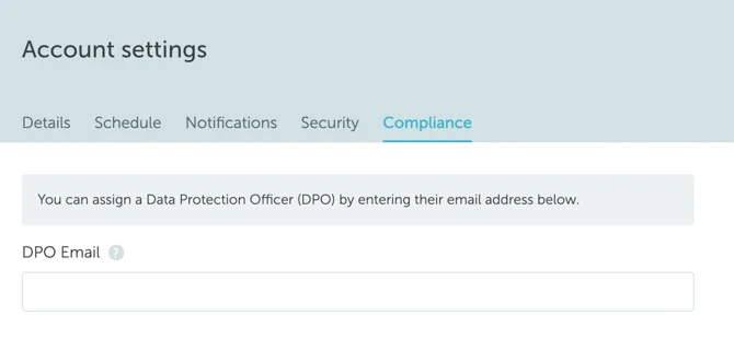 Compliance settings screenshot