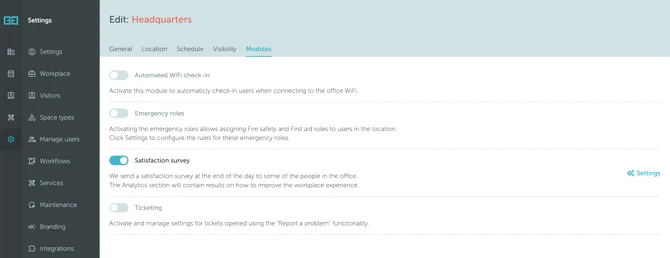 Survey setup screenshot