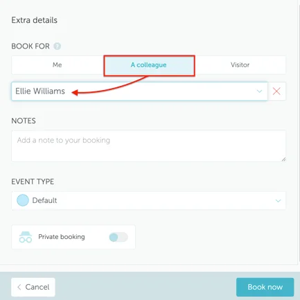 Screenshot showing booking interface