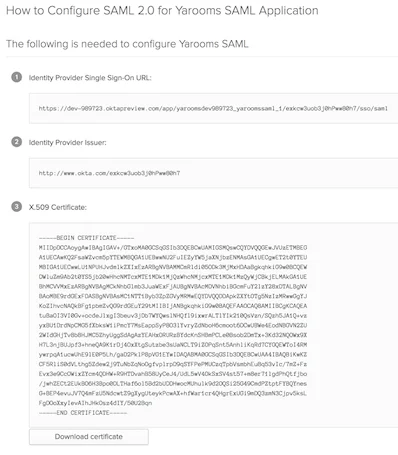 Okta Setup Instructions page