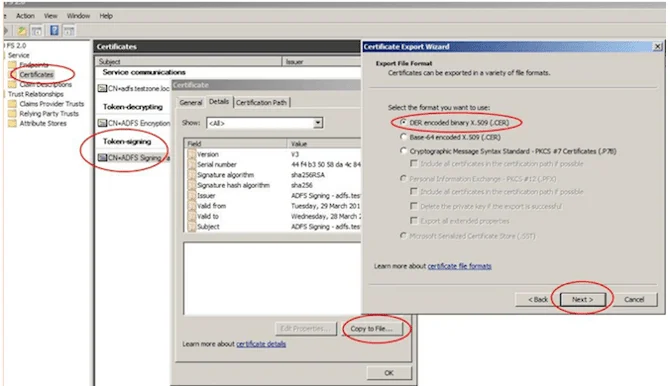 Save certificate in DER format