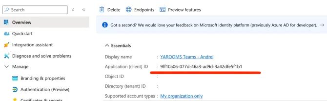 Application client ID