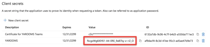 Client secrets configuration