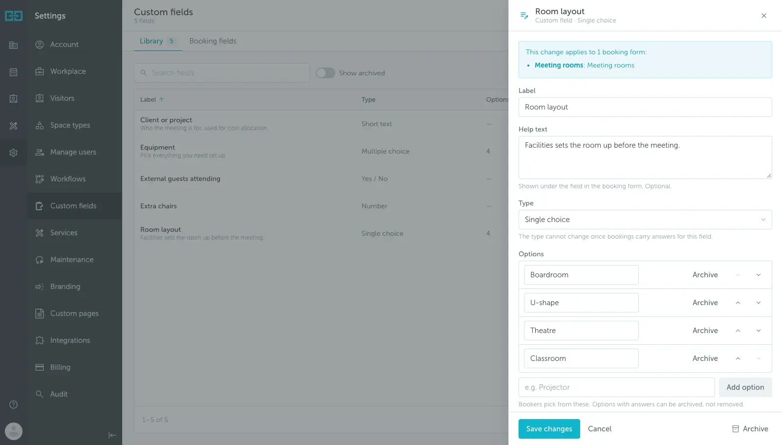 Editing a custom field