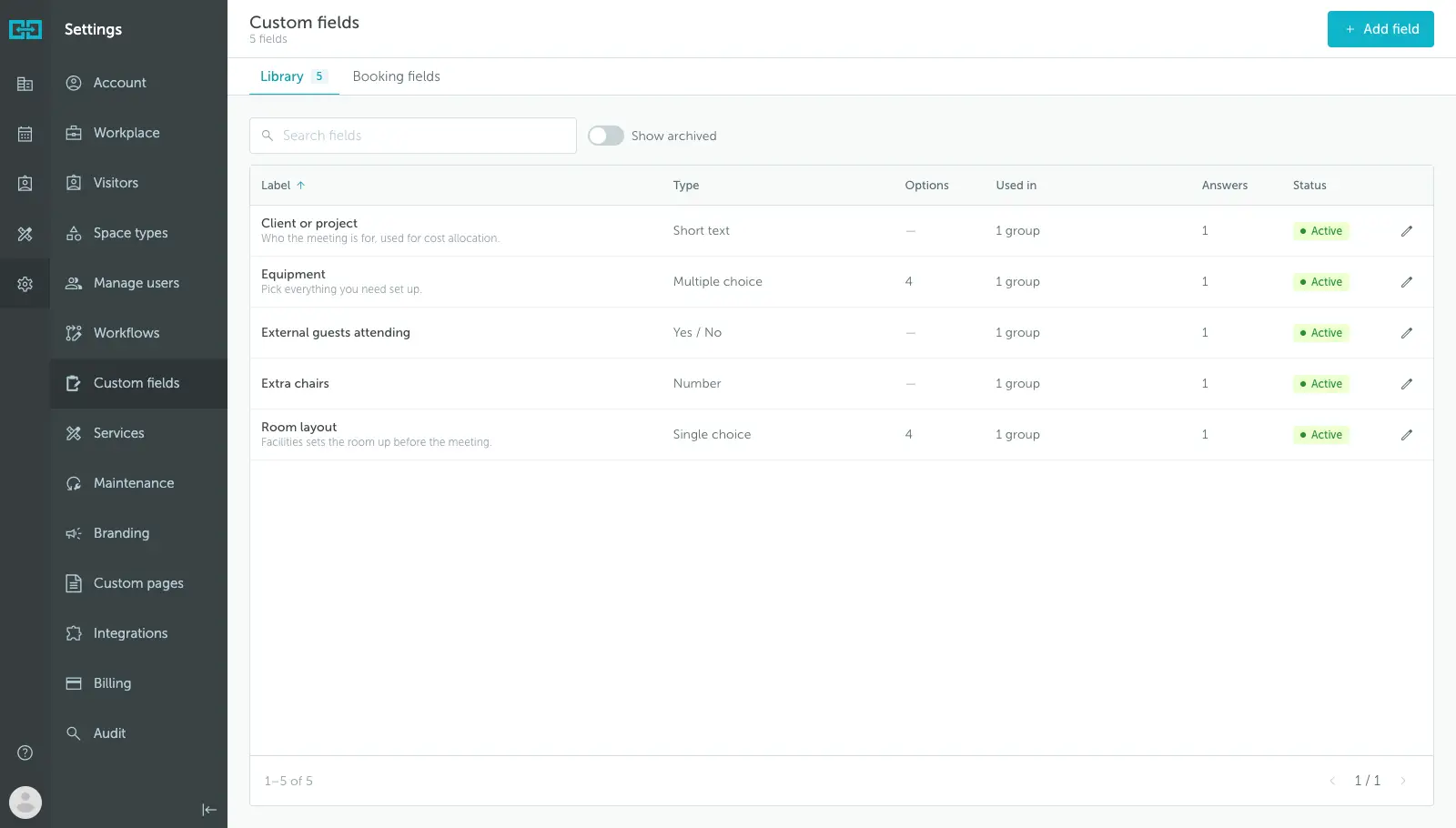 Custom fields library